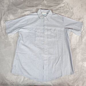Vintage Sears Fieldmaster Striped Shirt Mens XL Tall Perma Prest Blue 80s